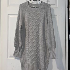 Ae Cable Knit Crew Neck Sweater Dress Women's Gray